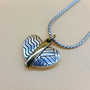 Brighton "ACOMA" Two-Tone Reversible Line Detail Petite Heart Pendant ❤️ NWOTS!
